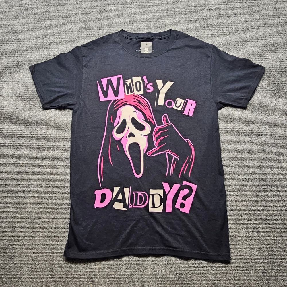 Ghost Face Scream Whos Your Daddy Graphic T-Shirt Spencers Black Small NWT